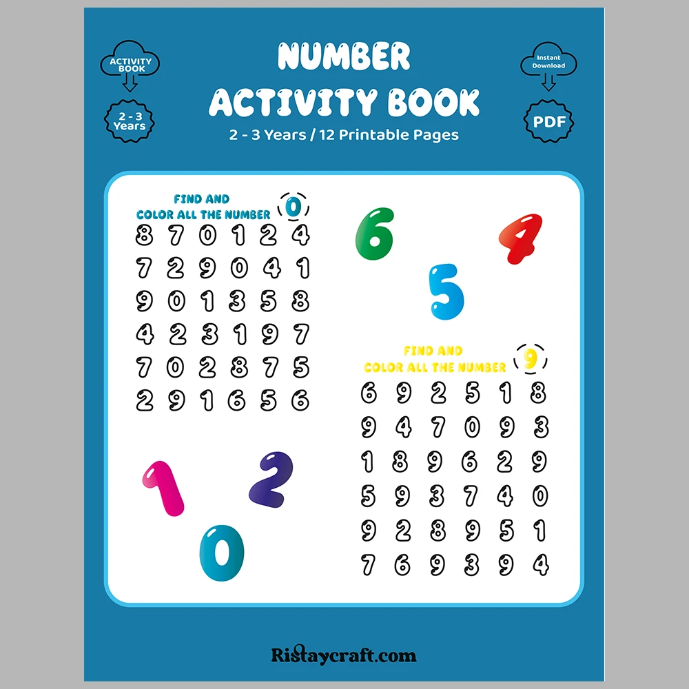 Number Recognition and Coloring Activity Book