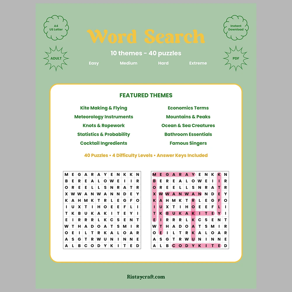 Word Search – Meteorology Instruments – Mountains & Peaks -Themes