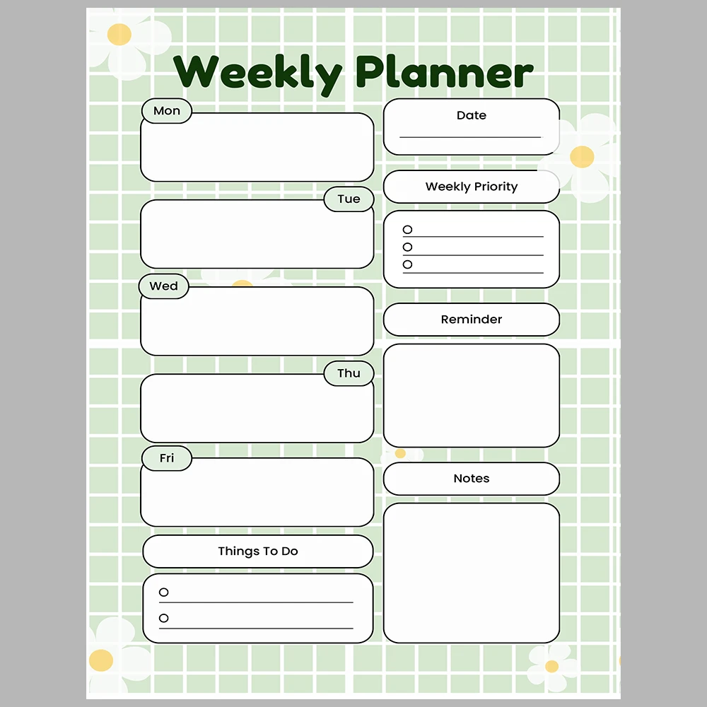 Daisy-Themed Weekly Planner / Daily Planner