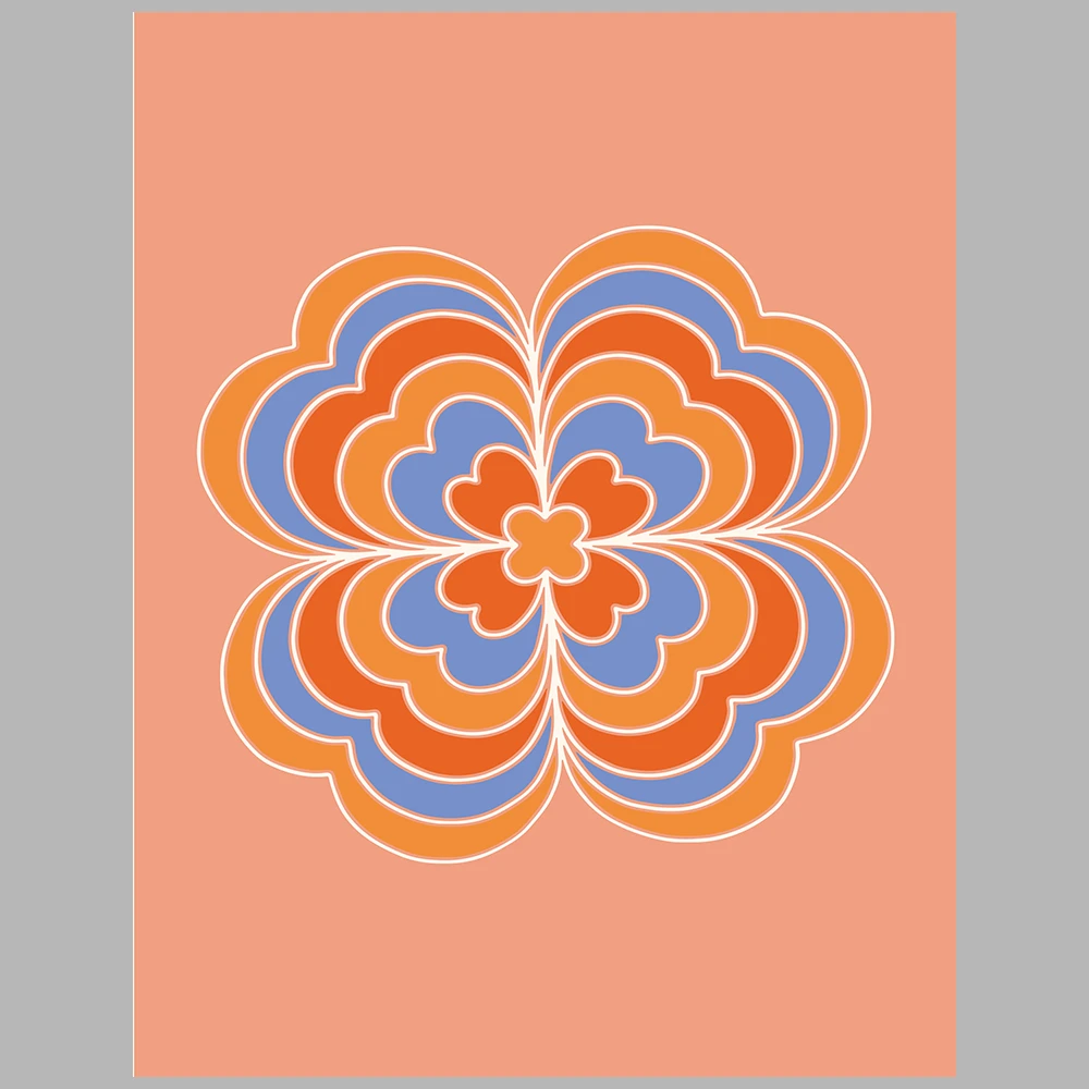 orange, blue, and beige themed posters