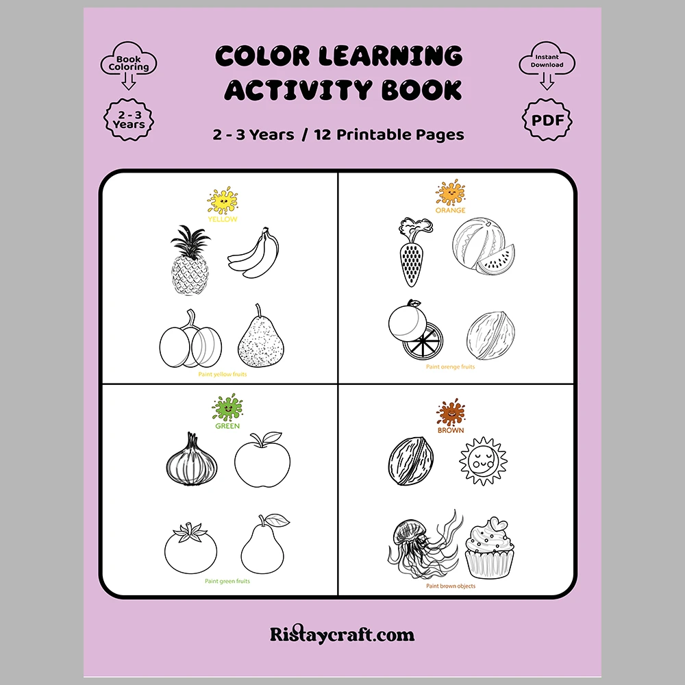 I Am Learning Colors Book – Fruit and Vegetable-Themed Coloring Activity