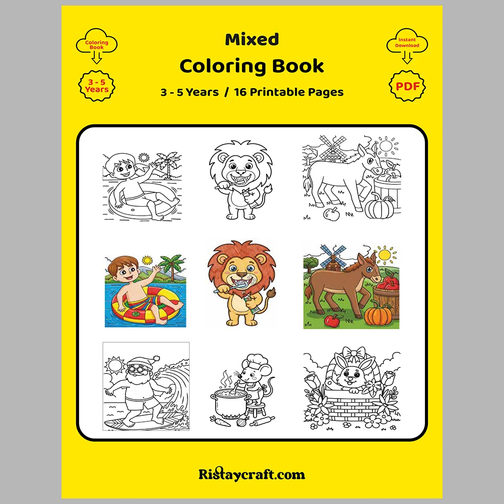 Mixed coloring pages – With Reference Images