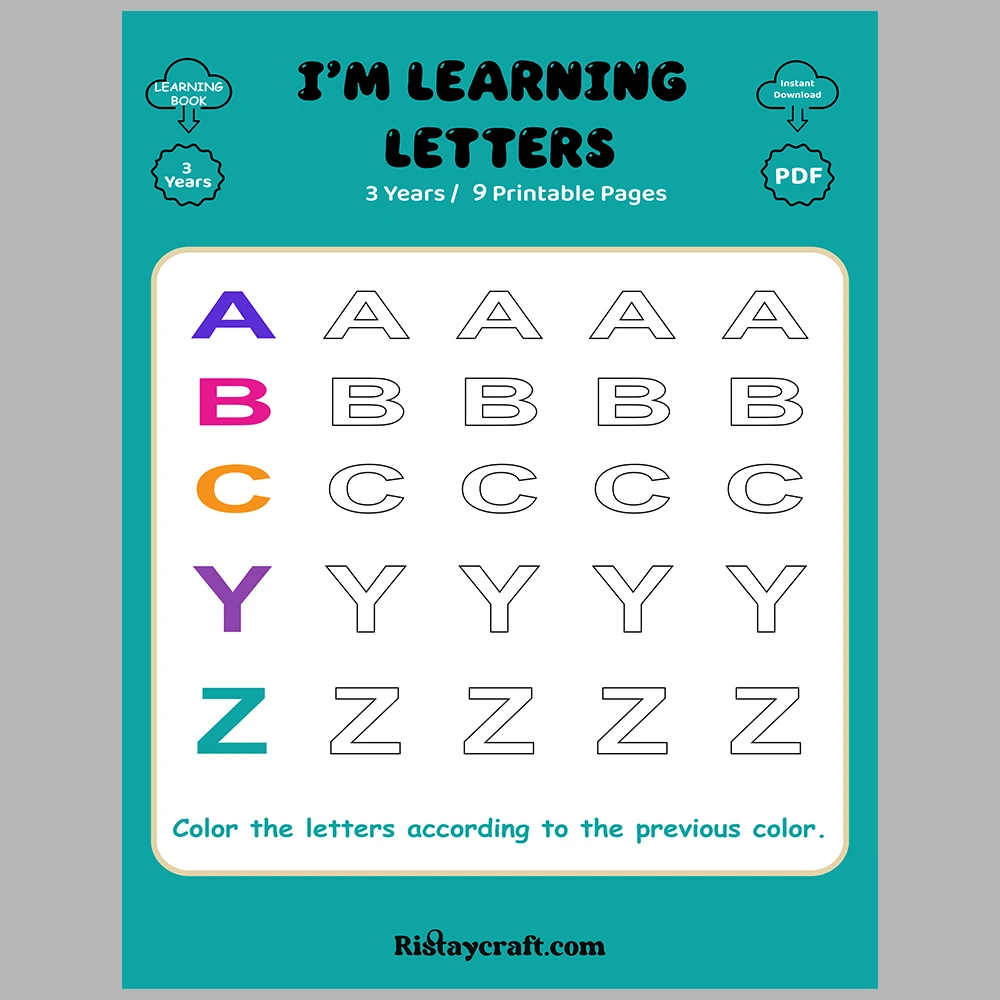 I Am Learning the Letters Uppercase Letter Coloring Activity