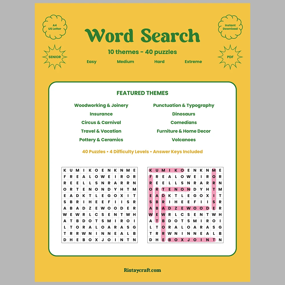 Word Puzzle – Woodworking & Joinery – Punctuation & Typography – Themes
