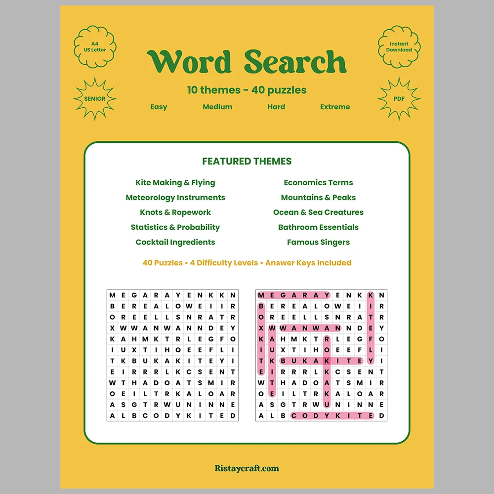 Word Puzzle – Kite Making & Flying – Economics Terms – Themes