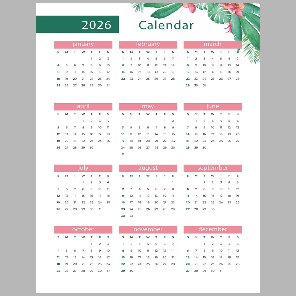 Tropical-Themed Daily and Monthly Planner – 2026