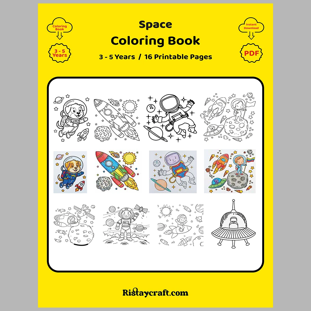 Space-Themed Coloring Pages – With Reference Images