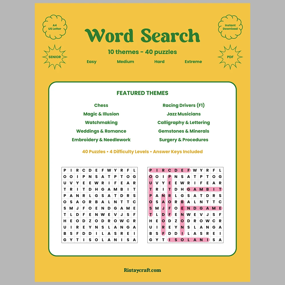 Word Puzzle – Chess – Racing Drivers – Themes