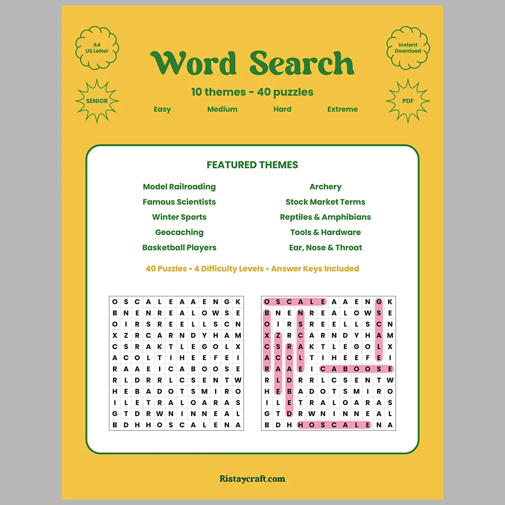 Word Puzzle – Model Railroading – Archery – Themes