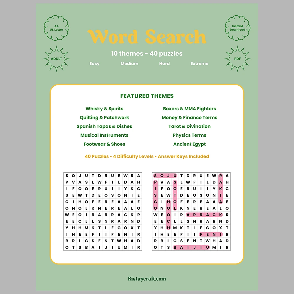 Word Puzzle – Whisky & Spirits – Boxers & MMA Fighters – Themes