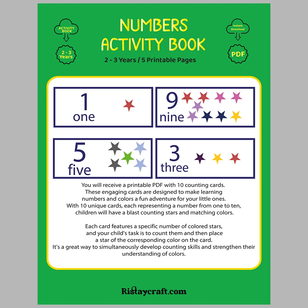 Star-Themed Number Matching Activity Book
