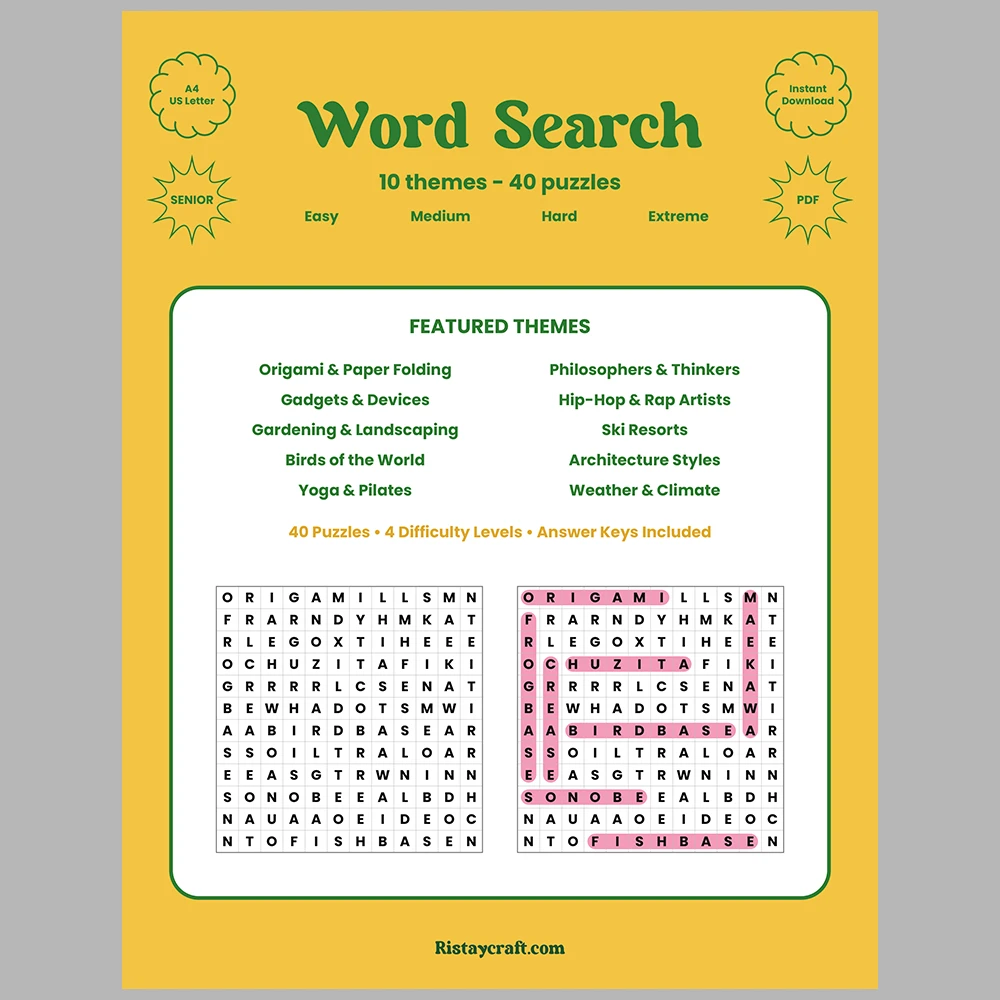 Word Puzzle – Origami & Paper Folding – Philosophers & Thinkers – Themes