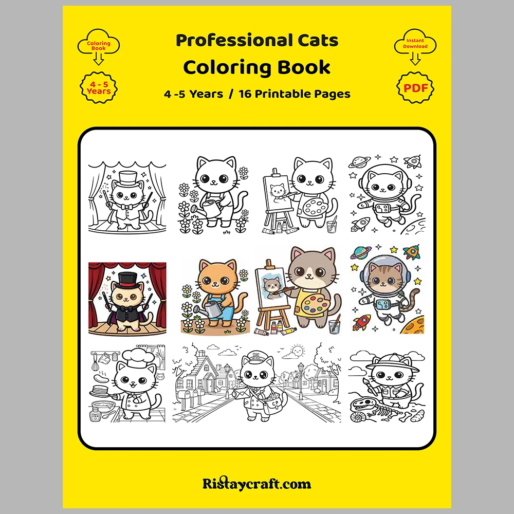 Cats at Work Coloring Pages – With Reference Images