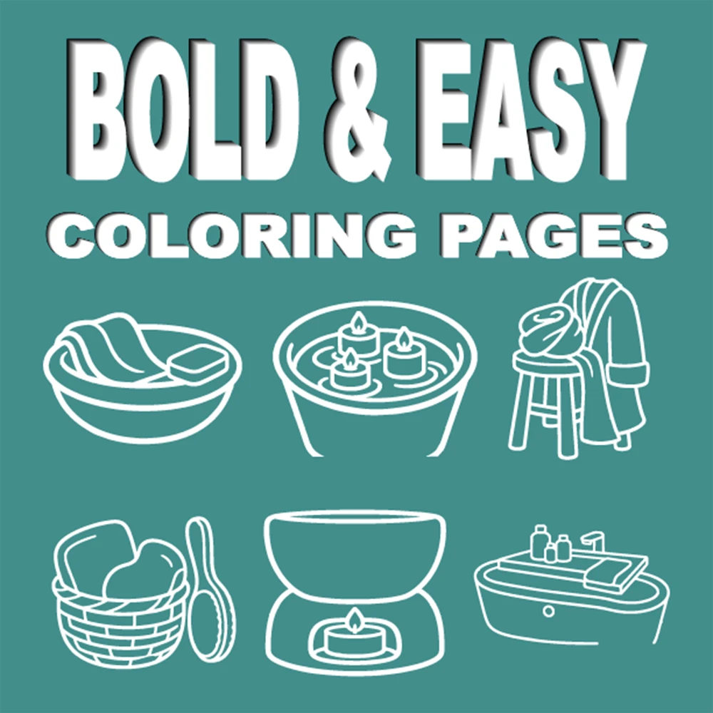 Relaxing Bath and Spa Coloring Pages with Bold Lines
