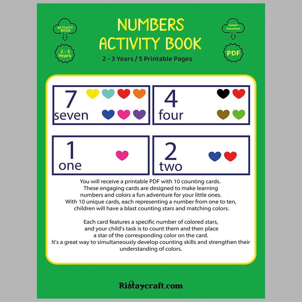 Heart-Themed Number Matching Activity Book