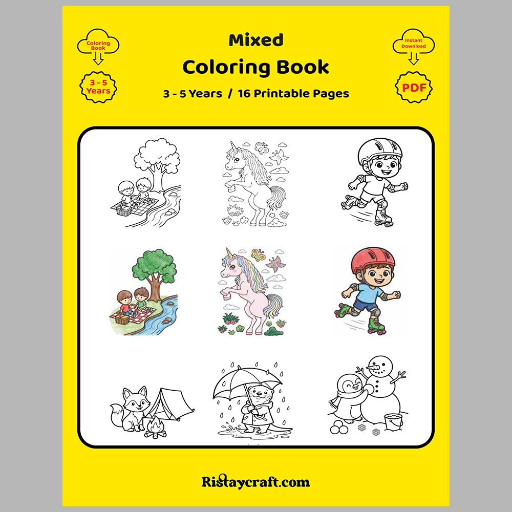 Mixed coloring pages – With Reference Images.