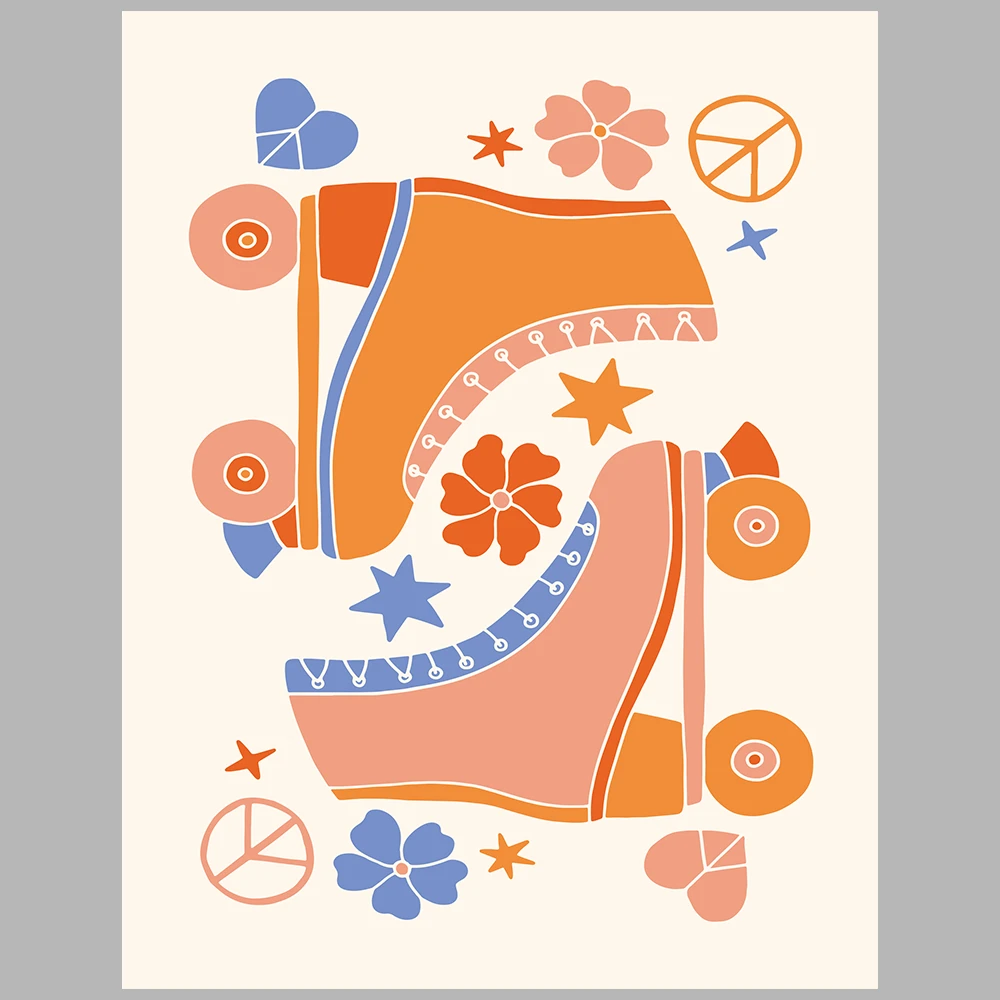 orange and blue themed posters
