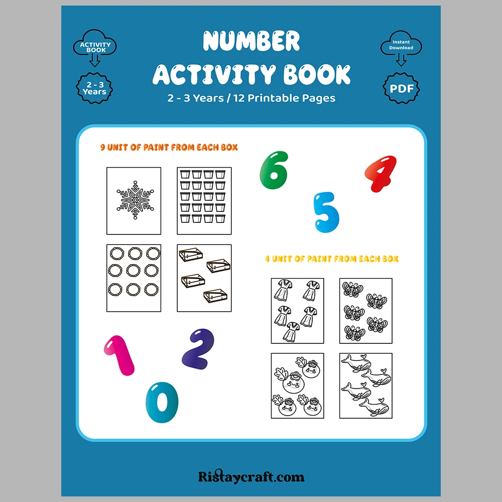 Number and Object Matching and Coloring Activity Book