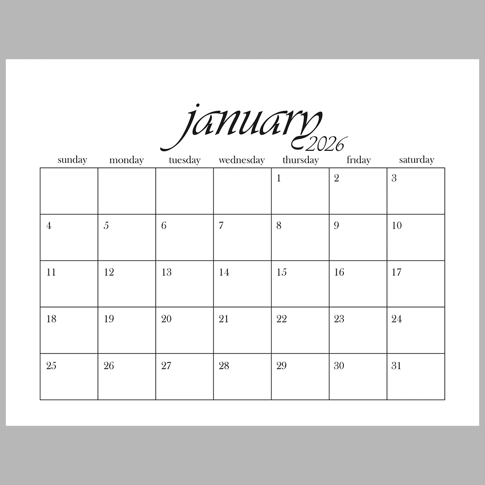 2026 Monthly Calendar