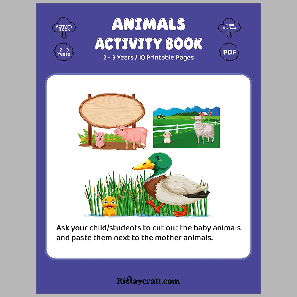 Mother and baby animal matching book