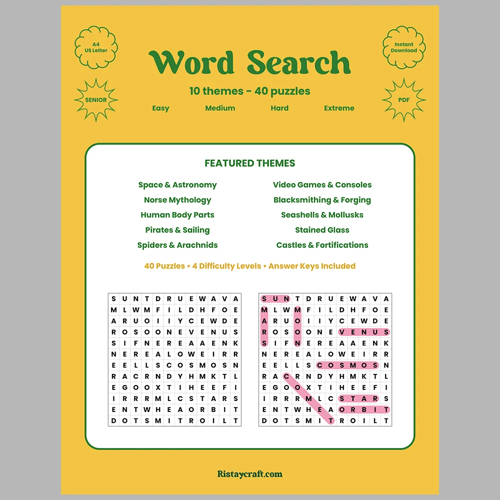 Word Puzzle – Space and Astronomy – Video Games and Consoles – Themes