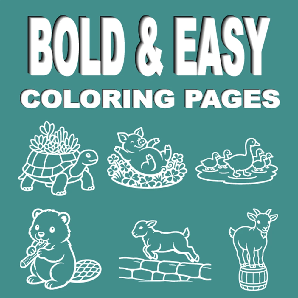 Animals Coloring Book with Bold Outlines and Simple Drawings.