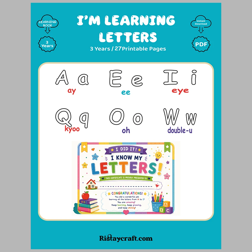 Learning Letters: Uppercase and Lowercase Letter Coloring Activity (With Pronunciation)