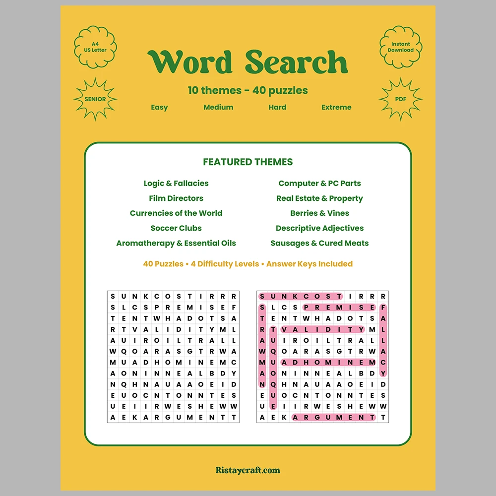 Word Puzzle – Logic and Logical Fallacies – Computers and PC Parts – Themes
