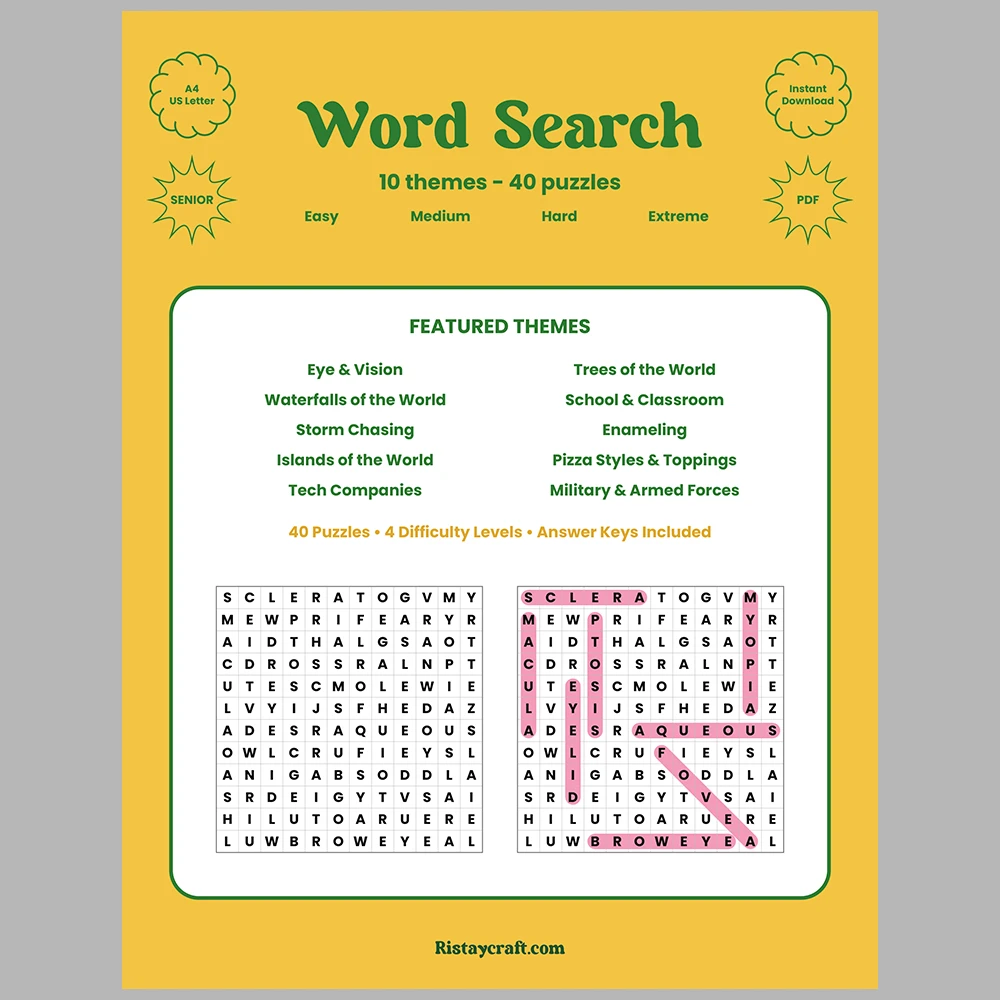 Word Puzzle – Eye & Vision – Trees of the World – Themes – Vol. 2
