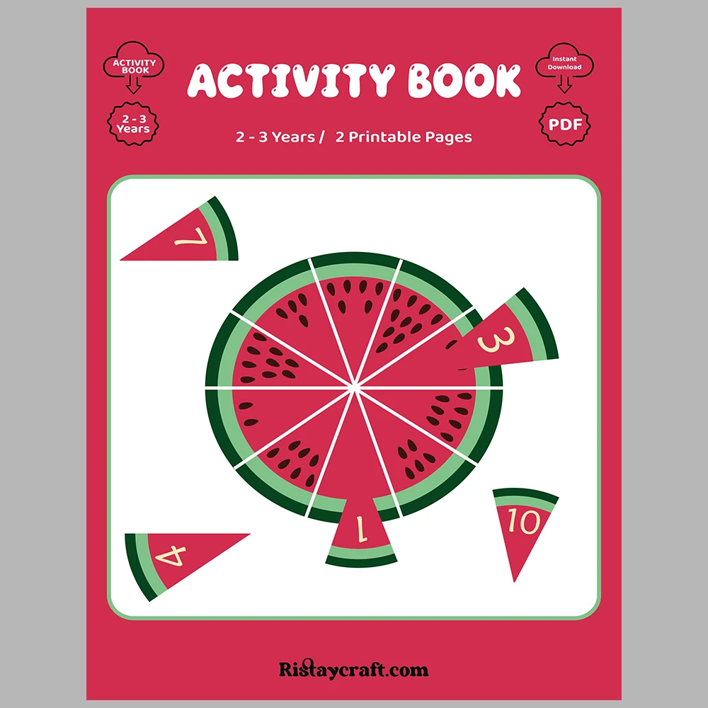 Watermelon-Themed Number Matching Activity Book