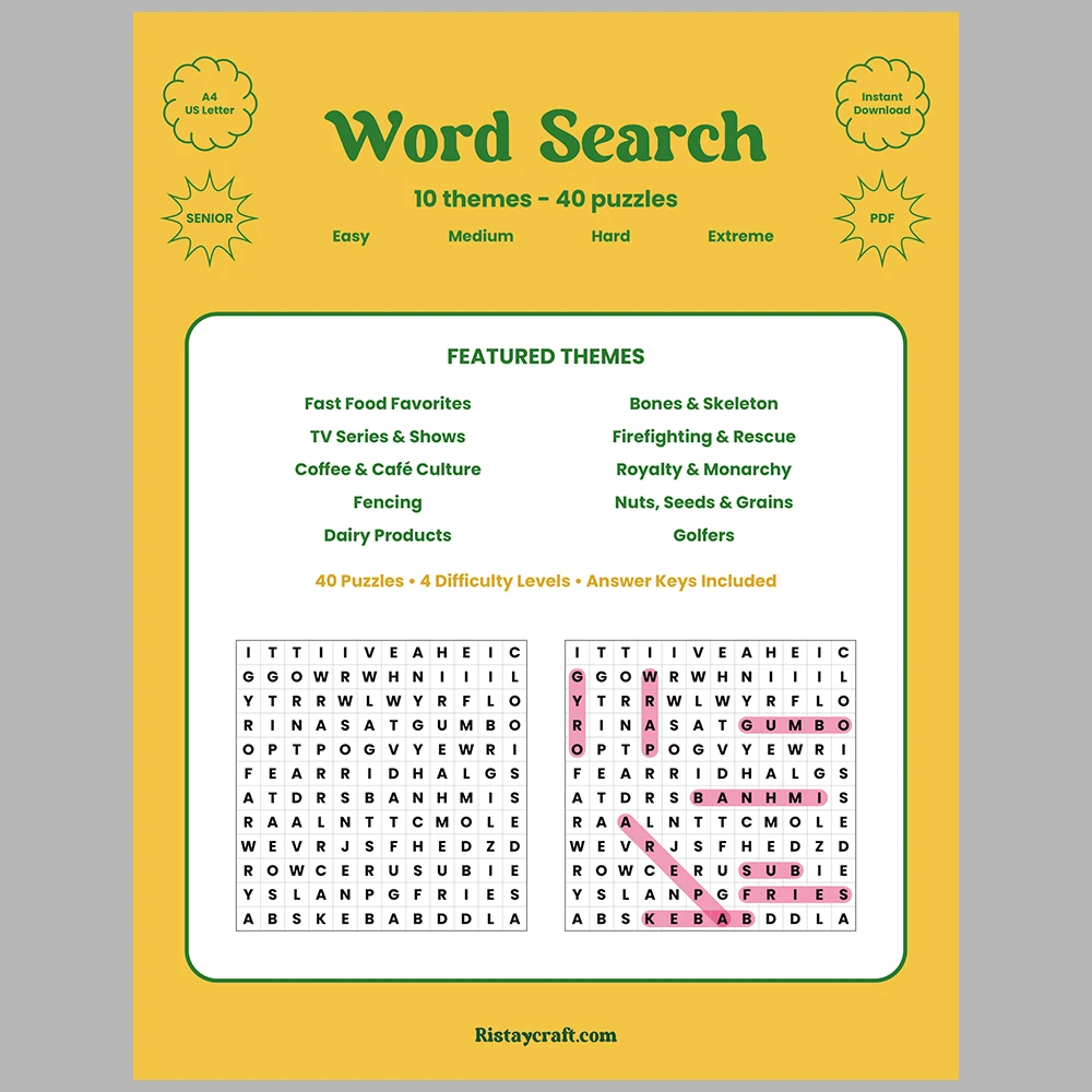 Word Puzzle – Fast Food Favorites – Bone and Skeleton Themes