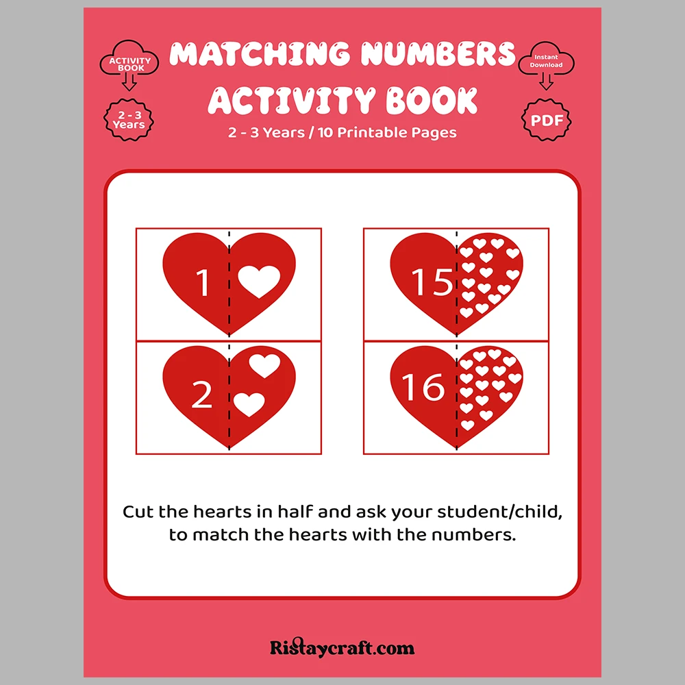 Number Matching Activity Book – Heart-Themed