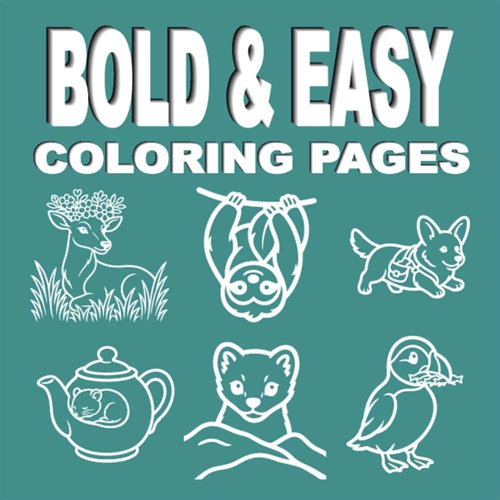 Animal Coloring Book with Bold, Simple Drawings.