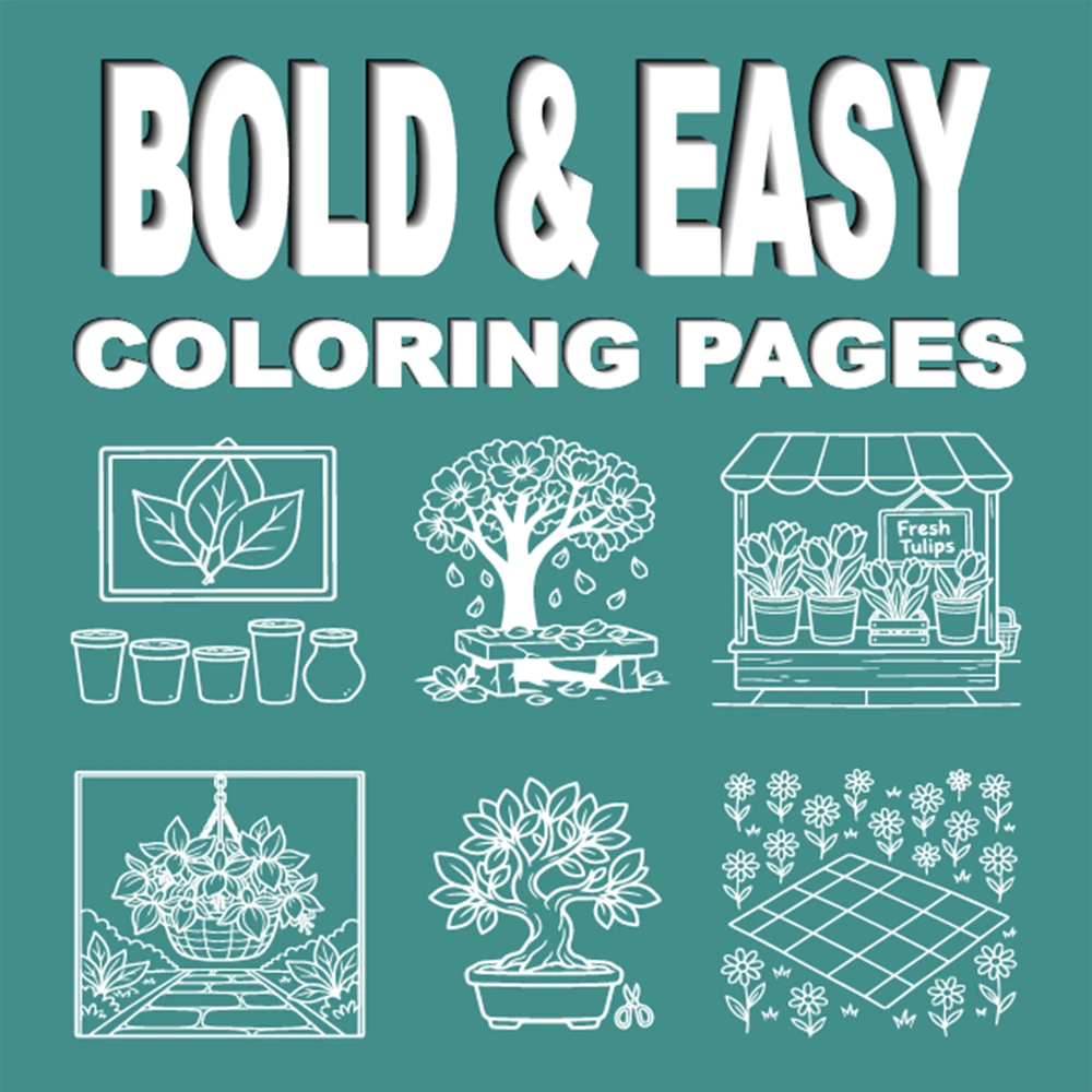 Cozy Plants and Garden Coloring Book