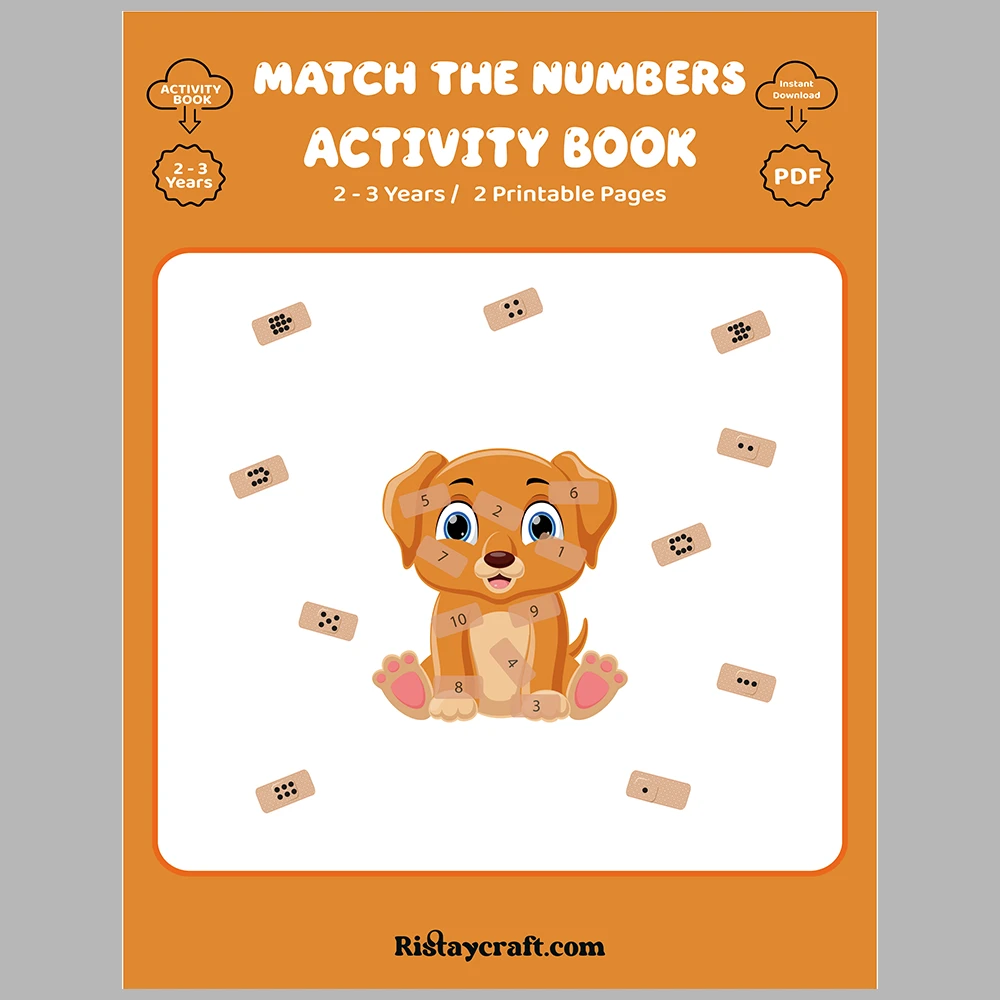 Dog-Themed Number Matching Activity Book