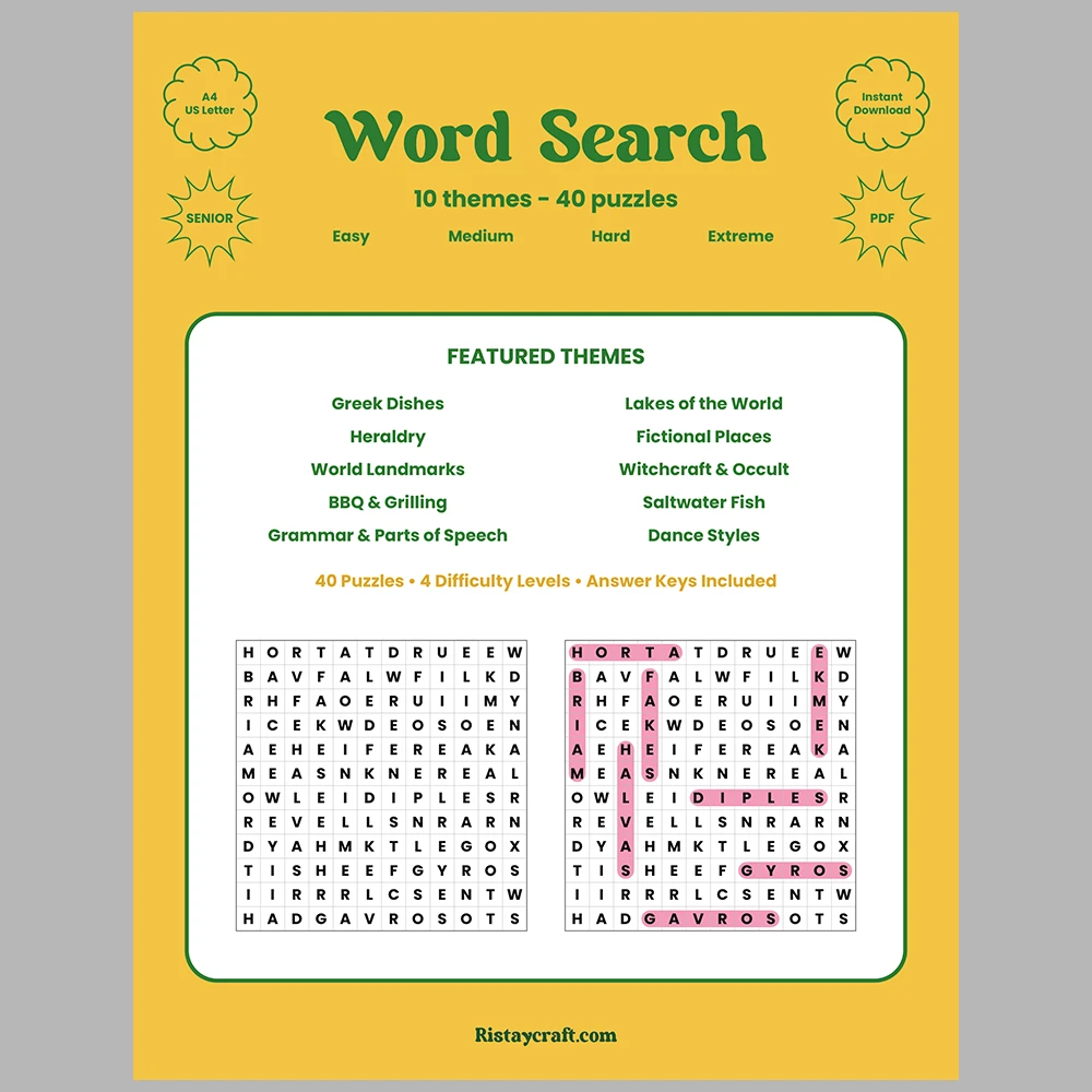 Word Search -Witchcraft & Occult – Grammar & Parts of Speech – Themes
