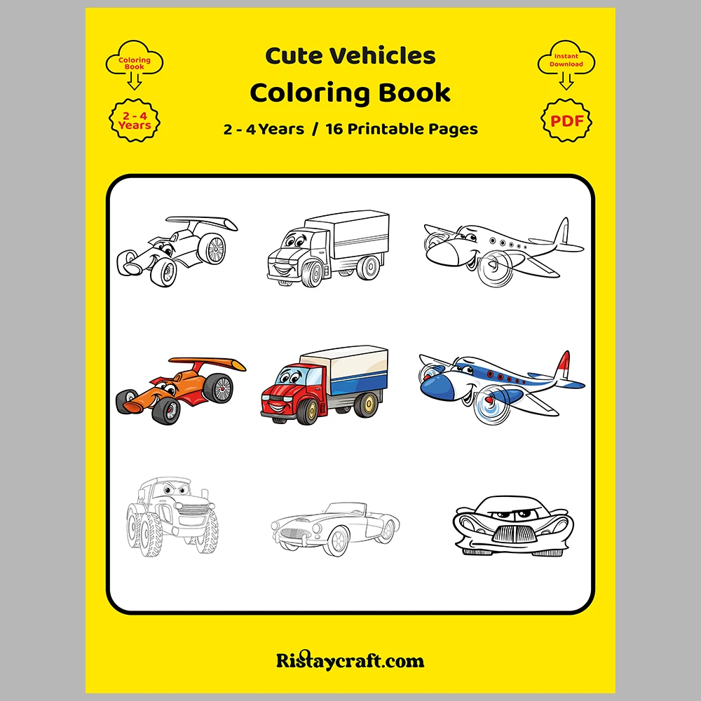 Cute Vehicles Coloring Pages / With Reference Image