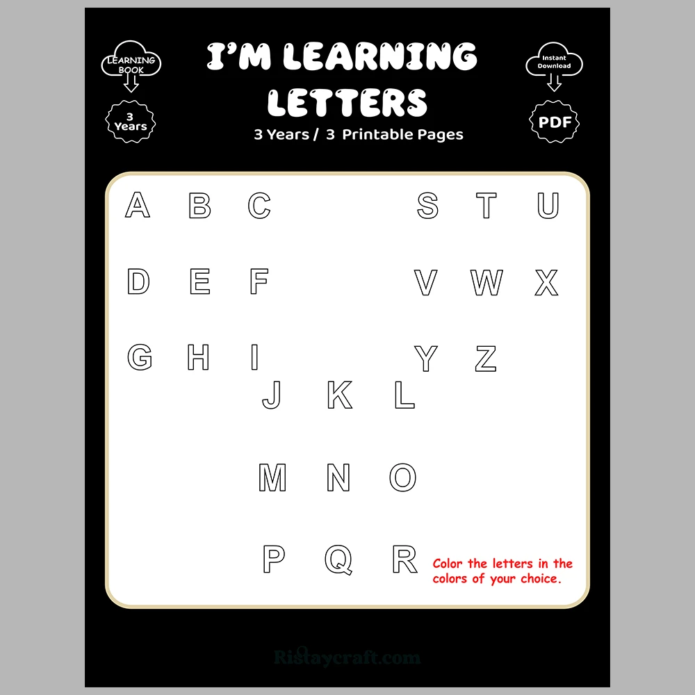 I Am Learning Letters – Letter Coloring