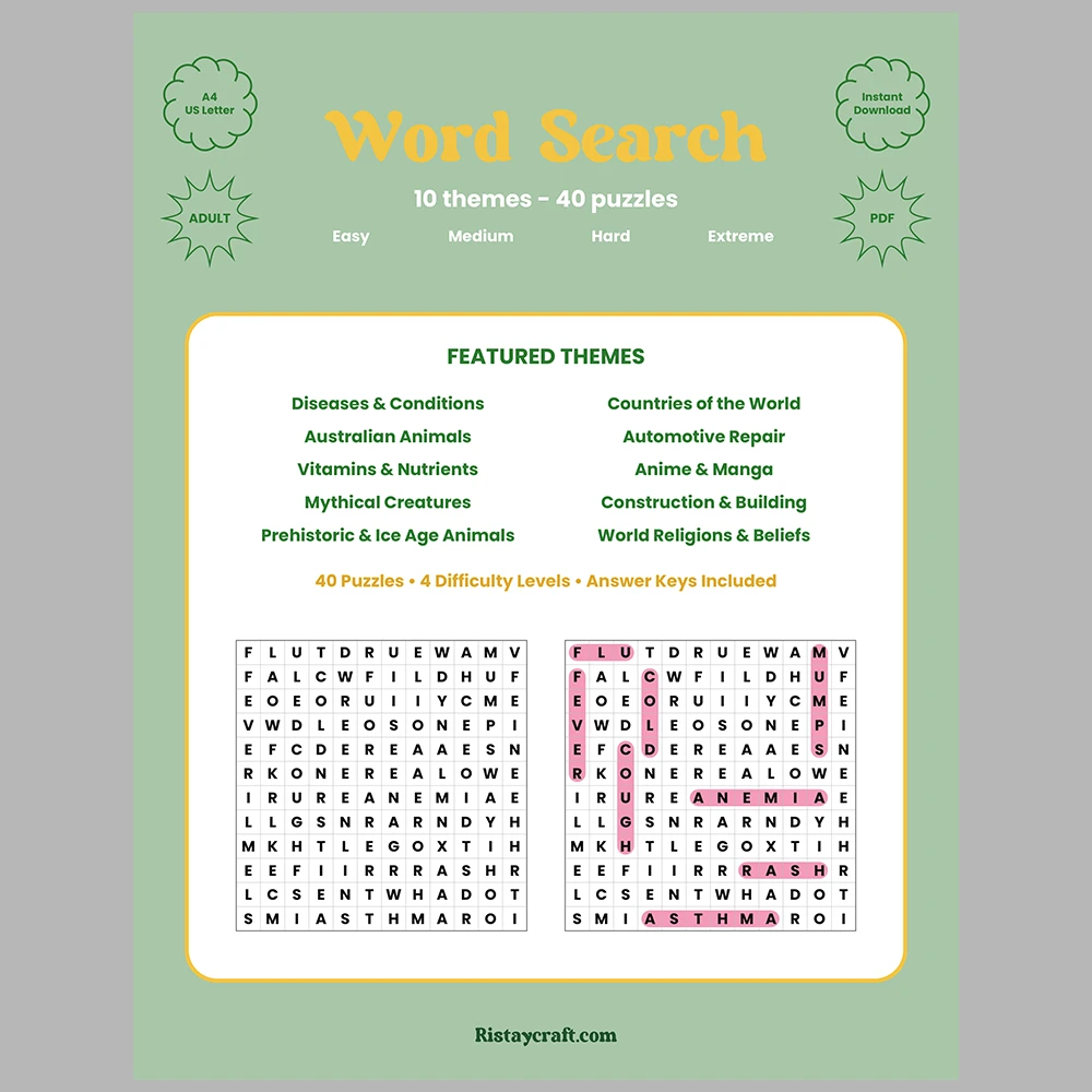 Word Search – Anime & Manga – Mythical Creatures – Themes