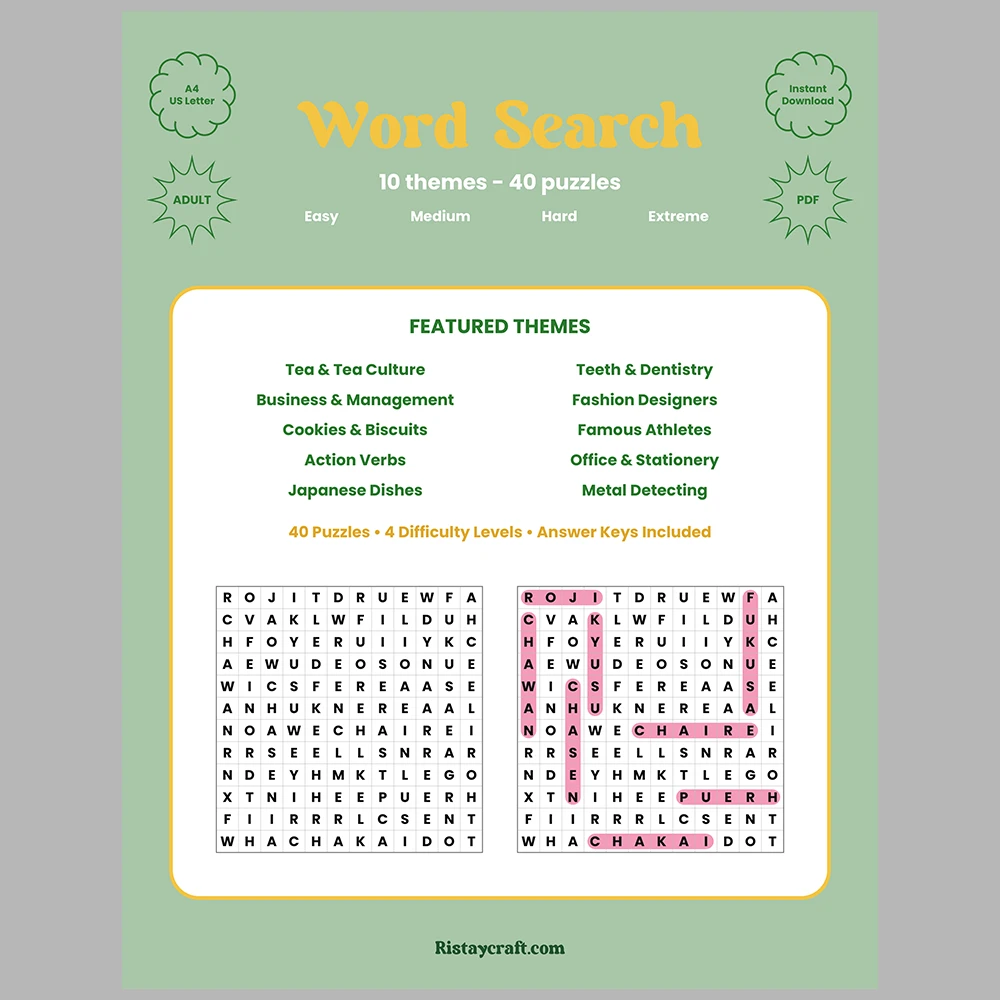 Word Search – Business & Management – Cookies & Biscuits – Themes