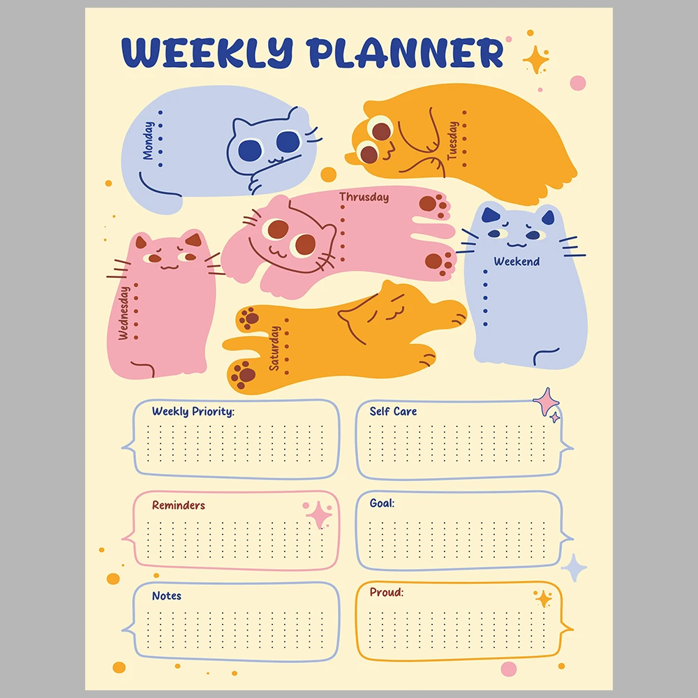 Cat-Themed Weekly Planner / Daily Planner