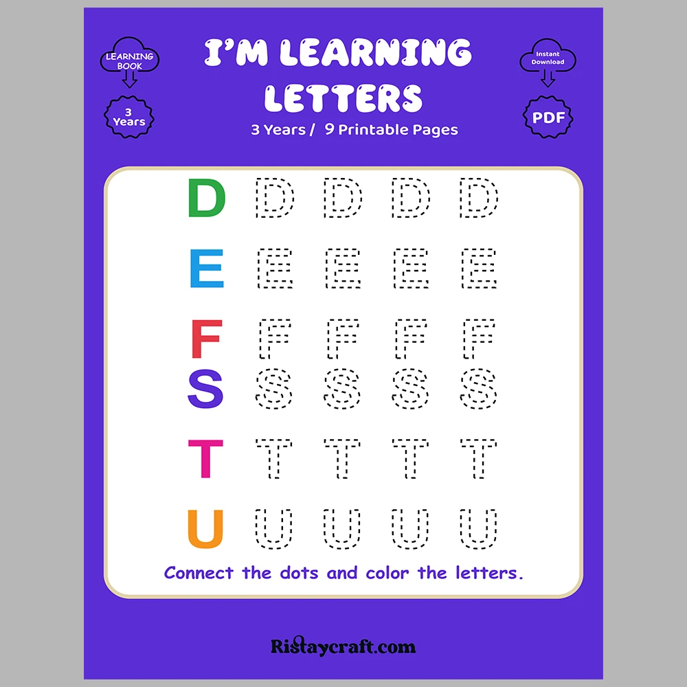 I Am Learning Letters – Tracing Exercises and Coloring Activities