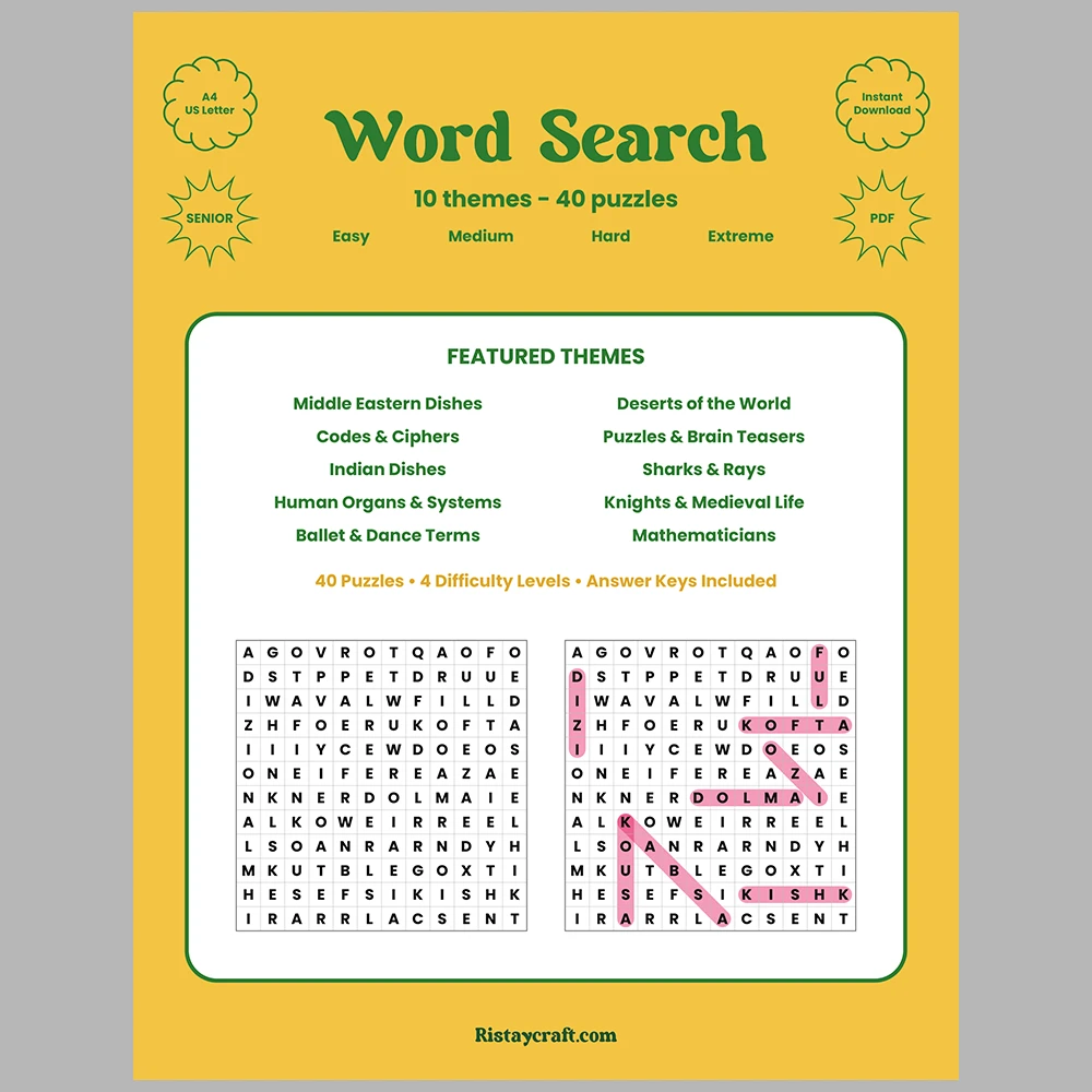 Word Search – Codes and Ciphers – Puzzles and Brain Teasers – Themes