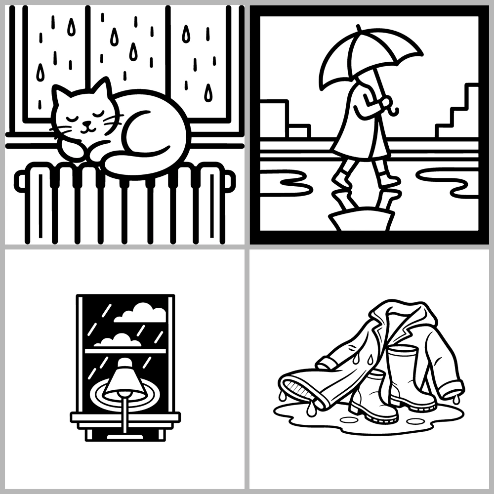 Cozy Rainy Days Coloring Book