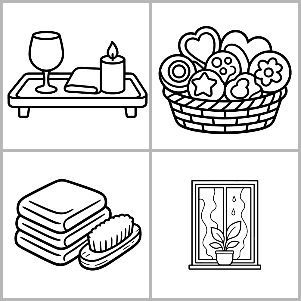 Relaxing Bath and Spa Coloring Pages with Bold Lines