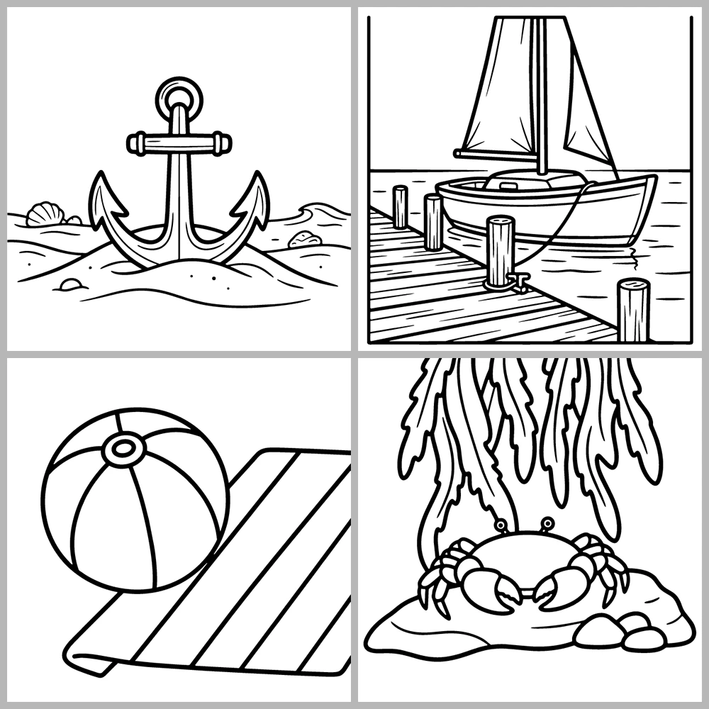 Cozy Ocean and Beach Coloring Book