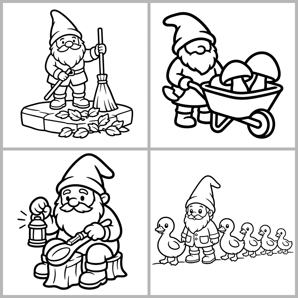 Cozy Gnomes and Little Folk Coloring Book