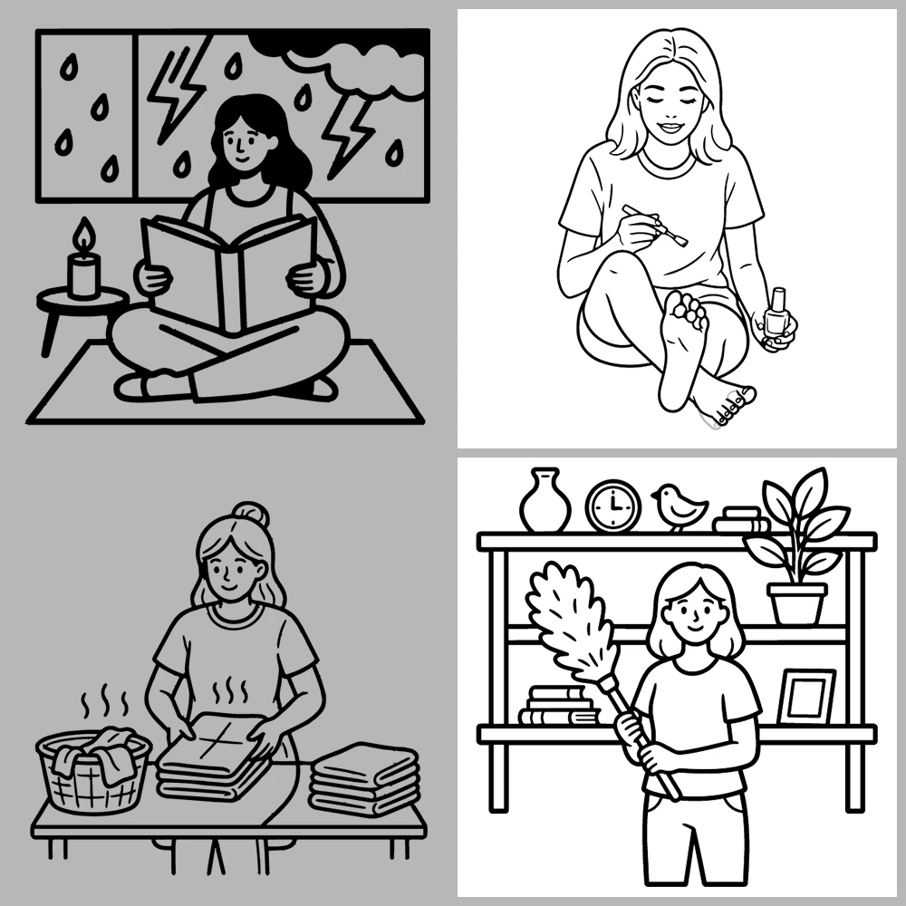 Cozy Girl and Self Care Coloring Book
