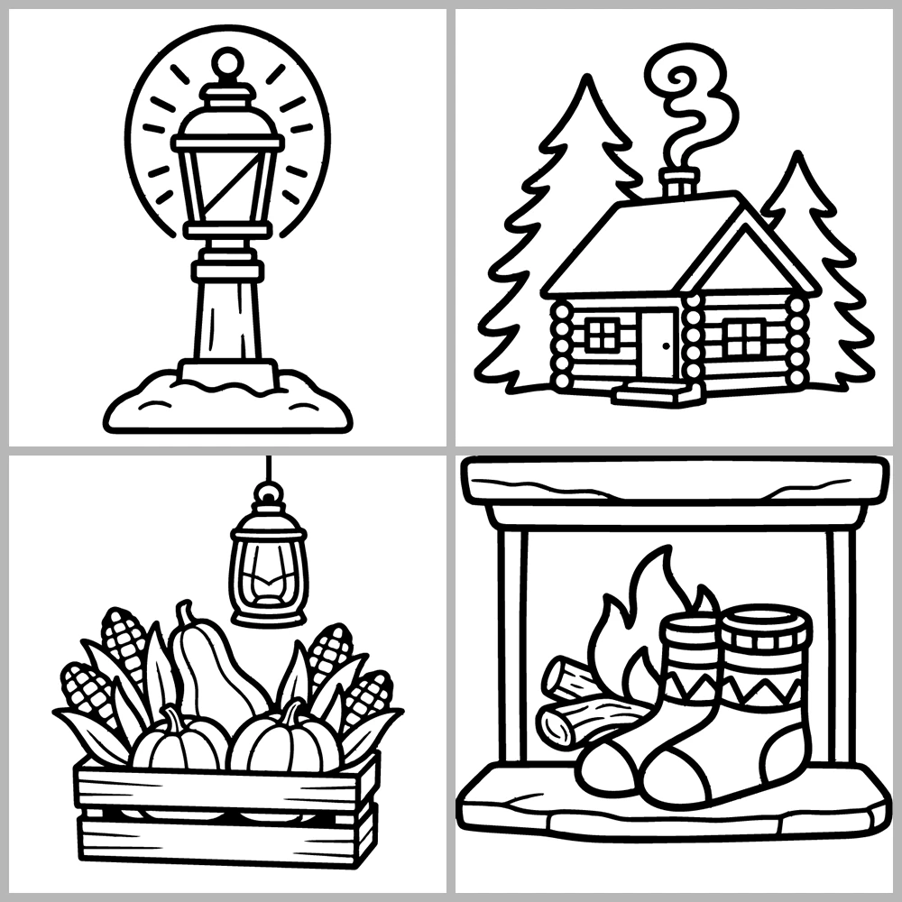 Cozy Seasons Coloring Book