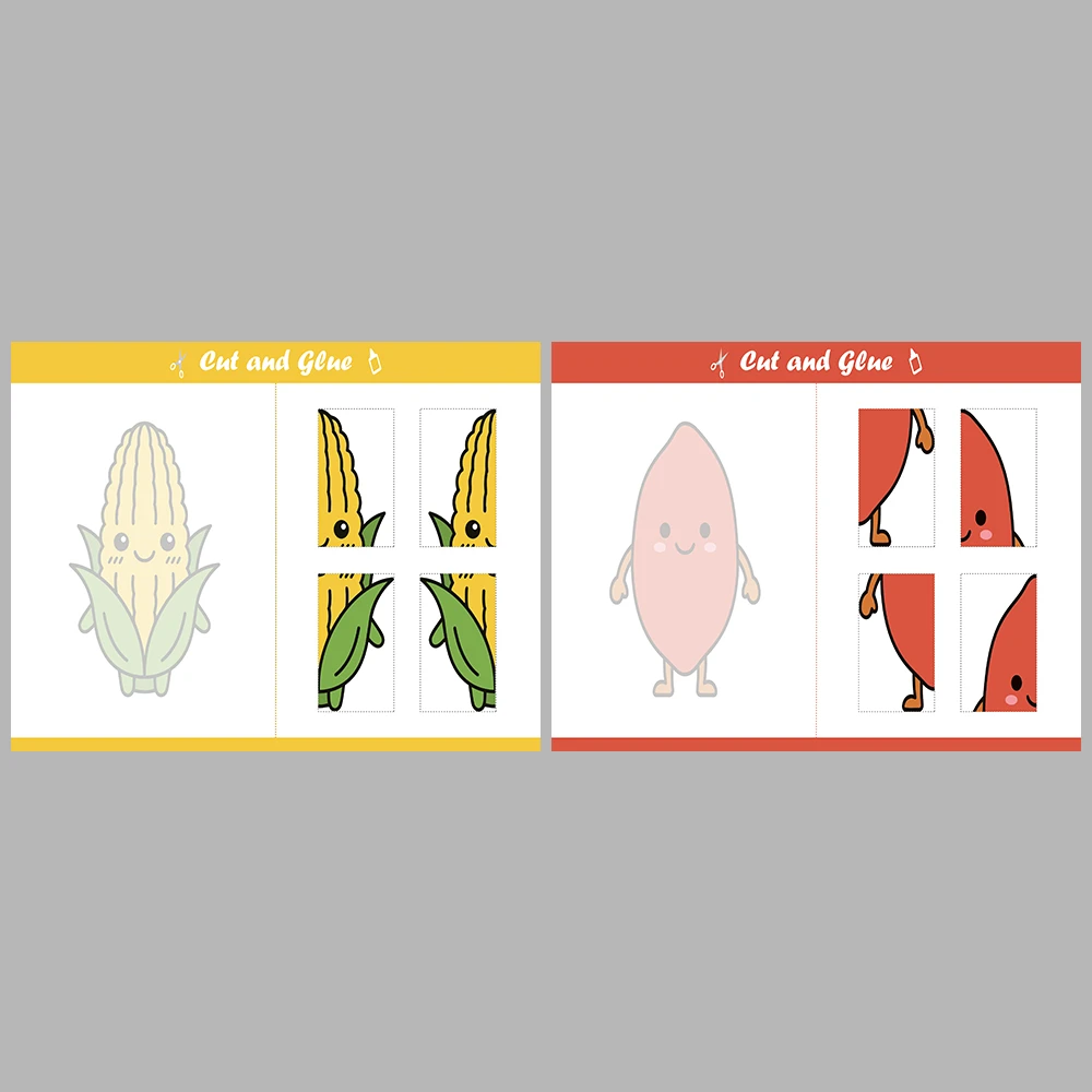 Cut and Paste Vegetables Activity Book
